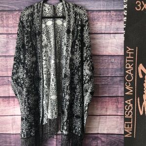 Melissa McCarthy Cardigan Plus Size 3X Fringe Boho
